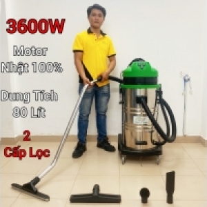Máy Hút Bụi Công Nghiệp Nhà Xưởng-Kho, 80 Lít, Công Suất 3600W [2 Lõi Lọc] Diện tích sử dụng từ [1500m2-3000m2] - Hút Nước và Bụi